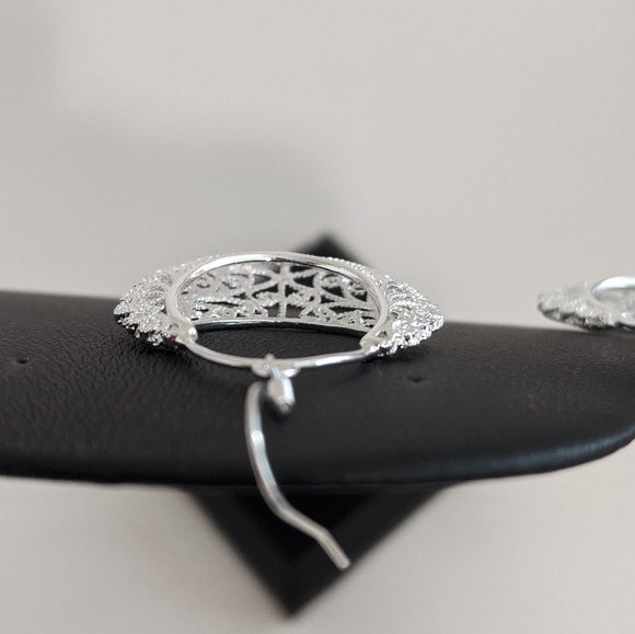 925 Sterling Silver Boho Drop  Ornate Filligree Earrings - Picture 5 of 5